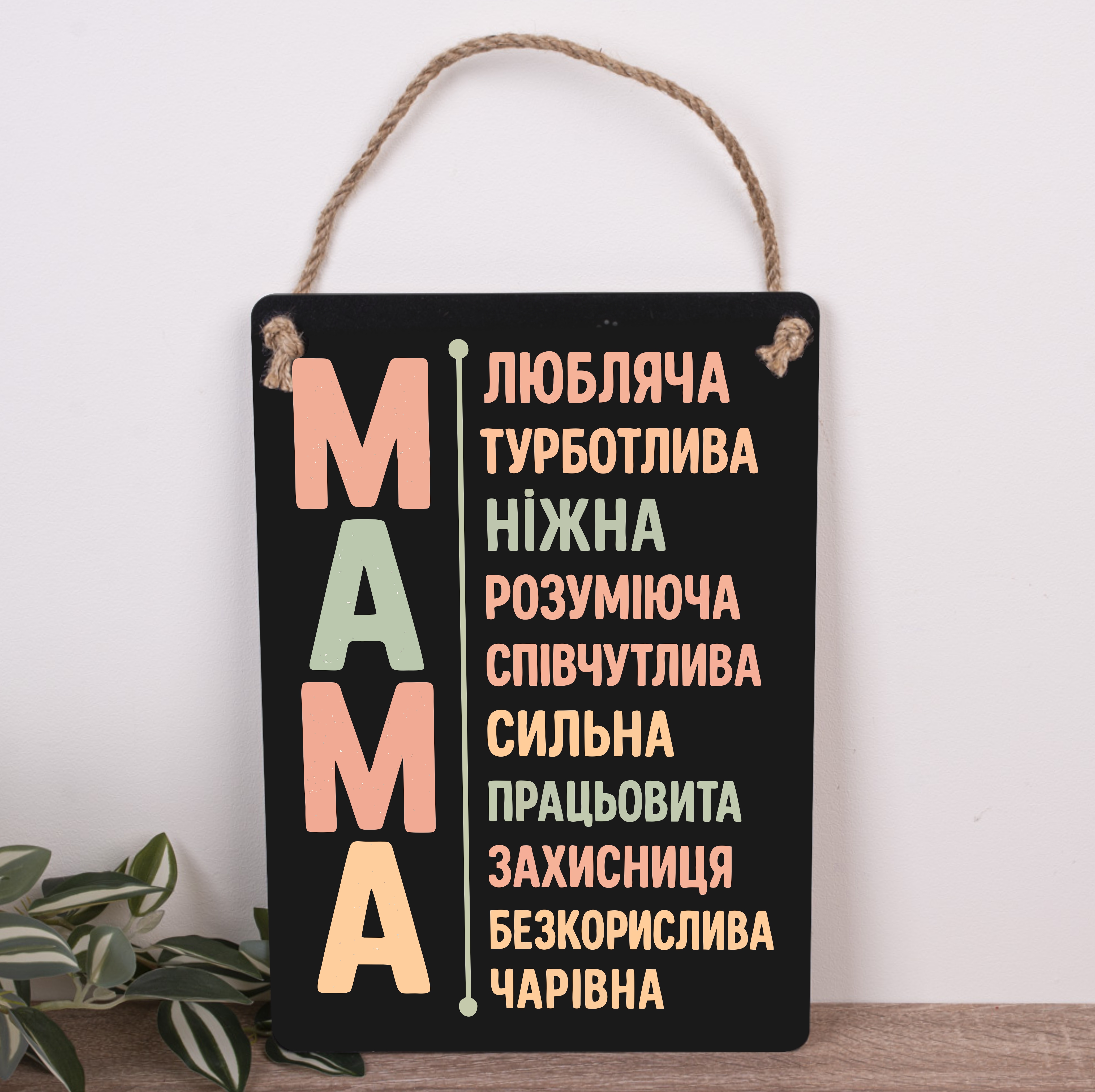 деревянная табличка-постер 30х21см "Мама" черная